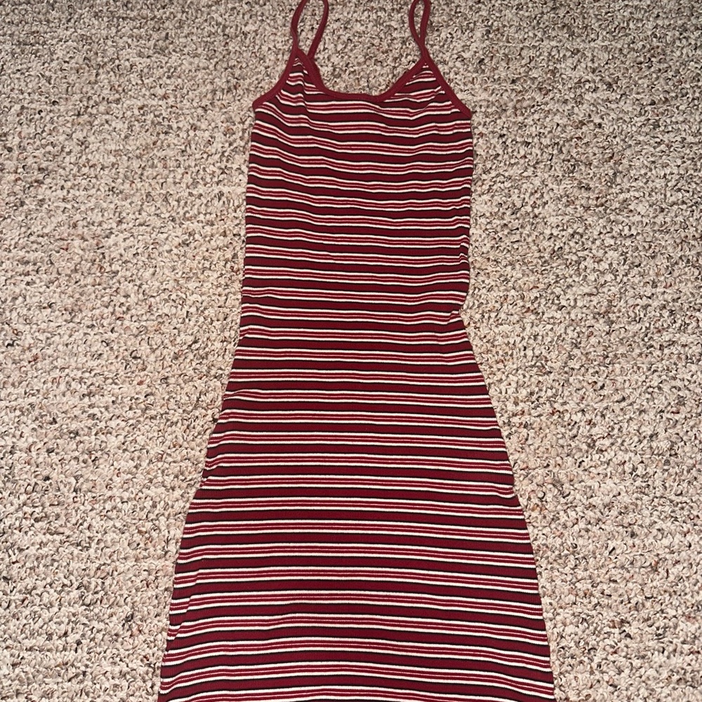 Brandy Melville Red and White Slip Midi Dress